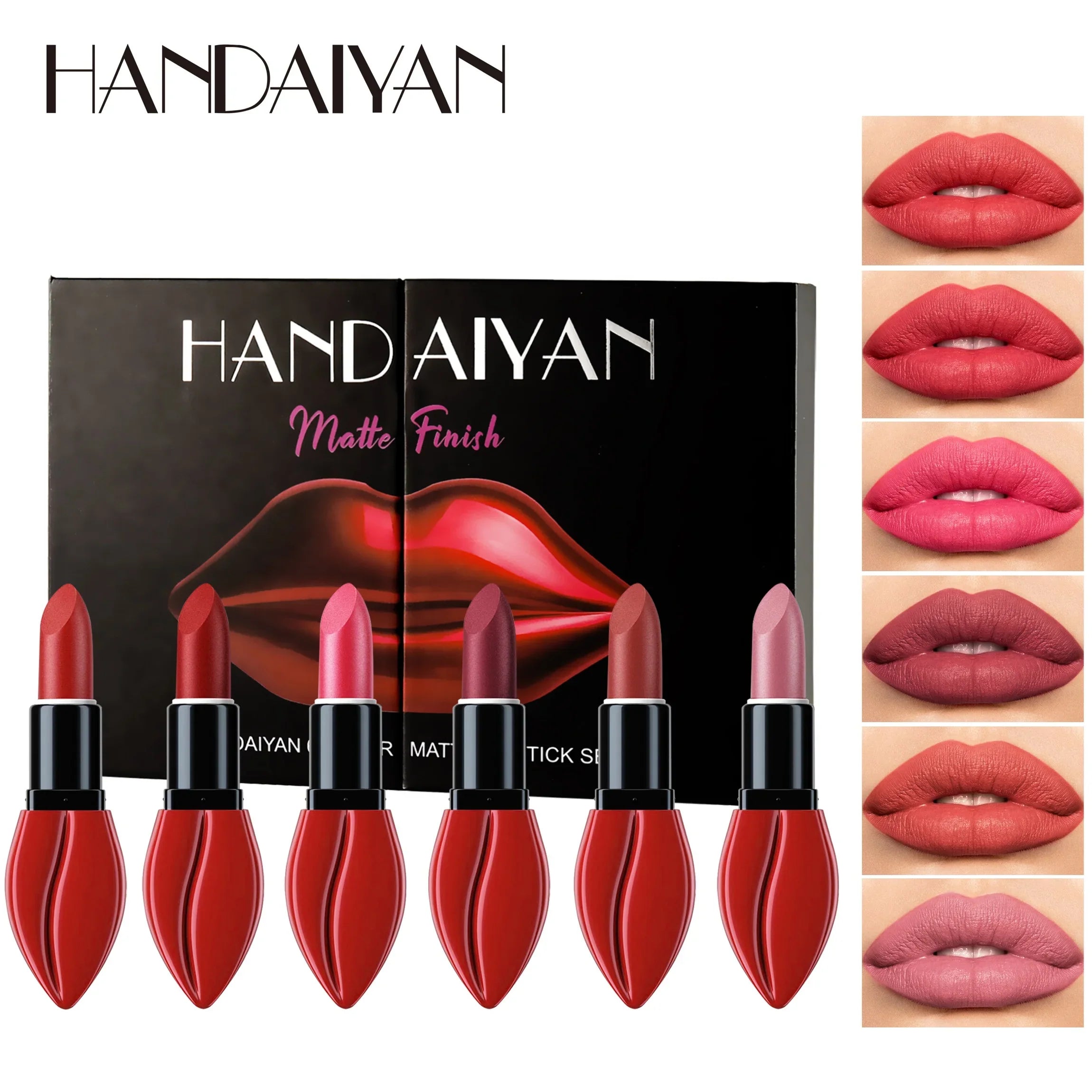 HANDAIYAN - Batom Líquido Matte Longa Duração - Conjunto com 06pcs